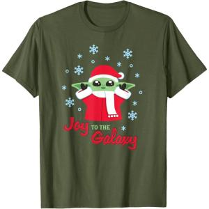 image:imageStar Wars The Mandalorian Grogu Joy to the Galaxy Holiday TShirtOlive Green