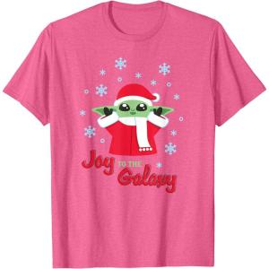 image:imageStar Wars The Mandalorian Grogu Joy to the Galaxy Holiday TShirtPink Heather