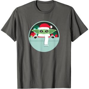 image:imageStar Wars The Mandalorian Grogu Loaded with Presents Holiday TShirtAsphalt Grey