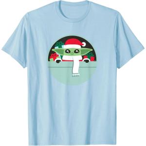 image:imageStar Wars The Mandalorian Grogu Loaded with Presents Holiday TShirtBaby Blue