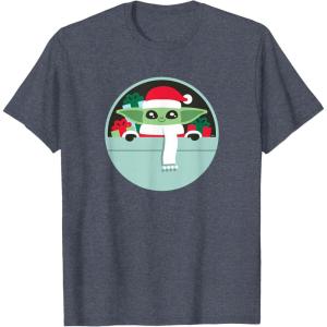 image:imageStar Wars The Mandalorian Grogu Loaded with Presents Holiday TShirtHeather Blue