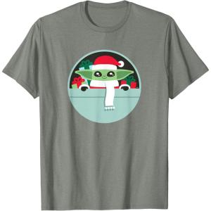 image:imageStar Wars The Mandalorian Grogu Loaded with Presents Holiday TShirtOlive Heather