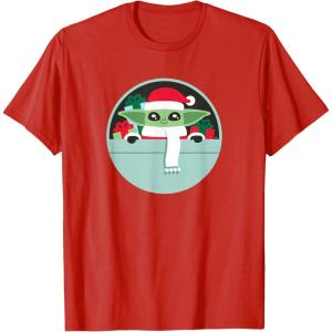 image:imageStar Wars The Mandalorian Grogu Loaded with Presents Holiday TShirtRed
