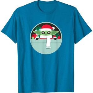 image:imageStar Wars The Mandalorian Grogu Loaded with Presents Holiday TShirtSapphire Blue