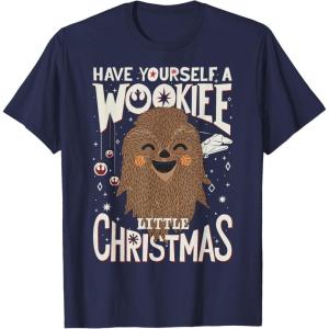 image:imageStar Wars Wookiee Little Christmas Sketched Graphic TShirt TShirtNavy Blue