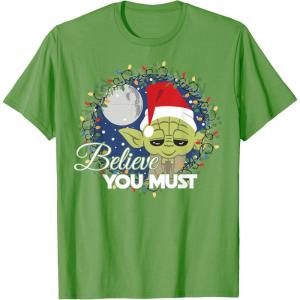 image:imageStar Wars Yoda Santa Believe You Must Christmas Reef TShirt TShirtGrass Green
