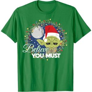image:imageStar Wars Yoda Santa Believe You Must Christmas Reef TShirt TShirtKelly Green