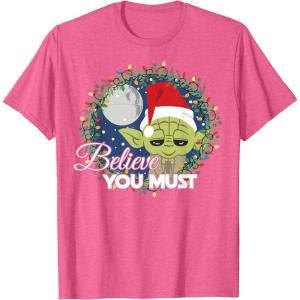 image:imageStar Wars Yoda Santa Believe You Must Christmas Reef TShirt TShirtPink Heather