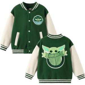 image:imageSTAR WARS Varsity Jacket Zipper Sweatshirt Snap Button Cardigan Boy Coat Girl Apparel Lightweight Outerwear Fall Cloth 213YStar Warsgreen