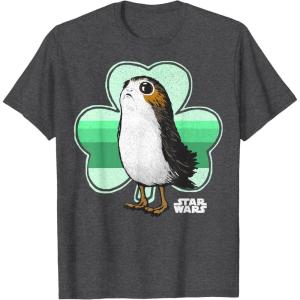 image:imageStar Wars Porg Clover Saint Patricks Day Graphic TShirt TShirtDark Heather Grey