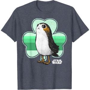 image:imageStar Wars Porg Clover Saint Patricks Day Graphic TShirt TShirtHeather Blue