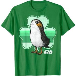 image:imageStar Wars Porg Clover Saint Patricks Day Graphic TShirt TShirtKelly Green