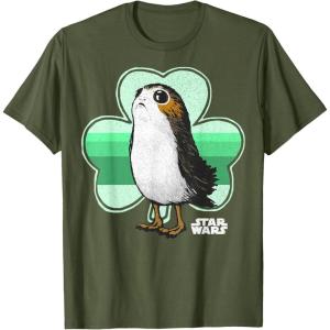 image:imageStar Wars Porg Clover Saint Patricks Day Graphic TShirt TShirtOlive Green