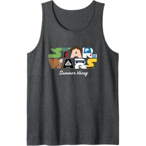 image:imageStar Wars Summer Vacay Epic Characters Group Shot Chest Logo Tank TopDark Heather Grey