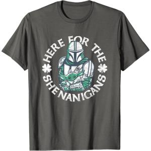 image:imageStar Wars The Mandalorian St Patricks Day Shenanigans TShirtAsphalt Grey