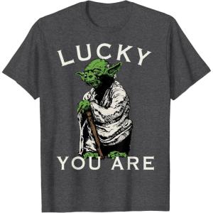 image:imageStar Wars Yoda Lucky You Are Saint Patricks Graphic TShirt TShirtDark Heather Grey
