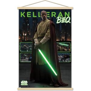image:imageTrends International Star Wars The Mandalorian Season 3  Kelleran Beq Wall Poster 34L x 224W Premium Unframed VersionPremium Print and Beechwood Hanger Bundle