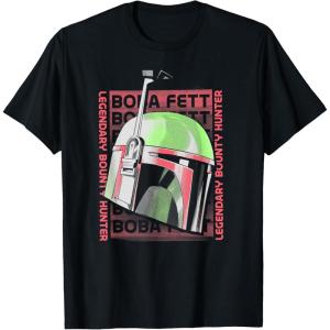 image:imageStar Wars The Book Of Boba Fett Helmet Text Stack TShirtBlack