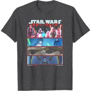 image:imageStar Wars Visions 9th Jedi Stacked Panels TShirtDark Heather Grey