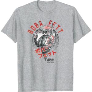 image:imageStar Wars Visions Boba Fett Kanji Poster TShirtHeather Grey