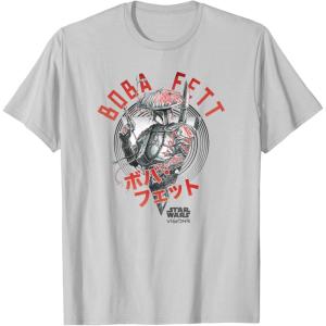 image:imageStar Wars Visions Boba Fett Kanji Poster TShirtSilver Grey