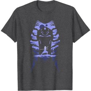 image:imageStar Wars Ahsoka Fighting Pose Montral Silhouette TShirtDark Heather Grey