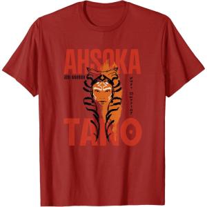 image:imageStar Wars Ahsoka Jedi Warrior Face Outline Portrait TShirtCranberry Red