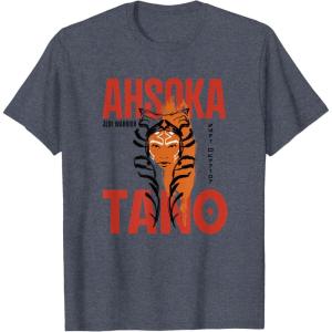 image:imageStar Wars Ahsoka Jedi Warrior Face Outline Portrait TShirtHeather Blue