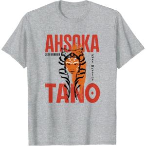 image:imageStar Wars Ahsoka Jedi Warrior Face Outline Portrait TShirtHeather Grey