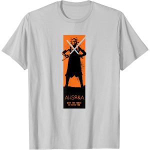 image:imageStar Wars Ahsoka Orange Force Be With You Tall Panel TShirtSilver Grey