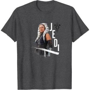 image:imageStar Wars Ahsoka Side Profile Stare Jedi Paint Splash TShirtDark Heather Grey