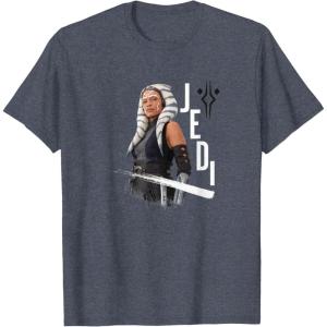 image:imageStar Wars Ahsoka Side Profile Stare Jedi Paint Splash TShirtHeather Blue