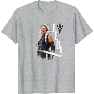 image:imageStar Wars Ahsoka Side Profile Stare Jedi Paint Splash TShirtHeather Grey