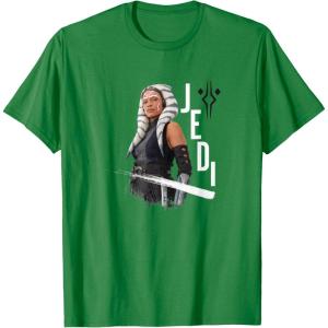 image:imageStar Wars Ahsoka Side Profile Stare Jedi Paint Splash TShirtKelly Green