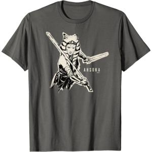 image:imageStar Wars Ahsoka Tano Black amp White Sketch Disney TShirtAsphalt Grey