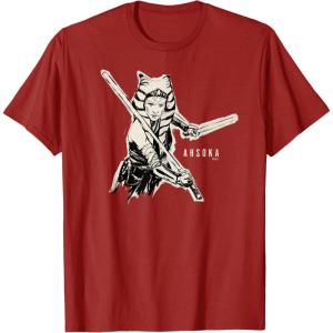 image:imageStar Wars Ahsoka Tano Black amp White Sketch Disney TShirtCranberry Red