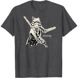image:imageStar Wars Ahsoka Tano Black amp White Sketch Disney TShirtDark Heather Grey
