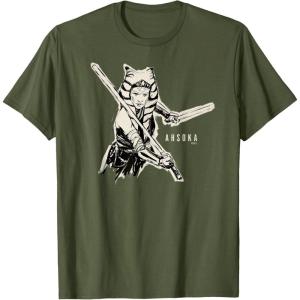 image:imageStar Wars Ahsoka Tano Black amp White Sketch Disney TShirtOlive Green