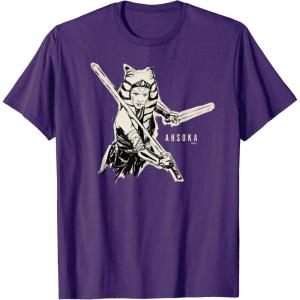 image:imageStar Wars Ahsoka Tano Black amp White Sketch Disney TShirtPurple