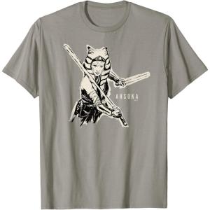 image:imageStar Wars Ahsoka Tano Black amp White Sketch Disney TShirtSlate Grey