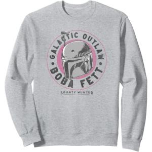 image:imageStar Wars The Book Of Boba Fett Helmet Galactic Outlaw Logo SweatshirtHeather Grey