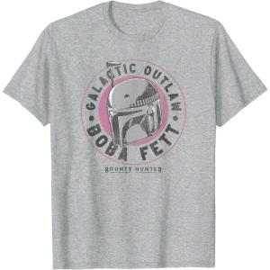 image:imageStar Wars The Book Of Boba Fett Helmet Galactic Outlaw Logo TShirtHeather Grey