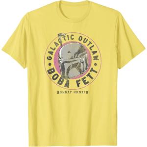 image:imageStar Wars The Book Of Boba Fett Helmet Galactic Outlaw Logo TShirtLemon Yellow
