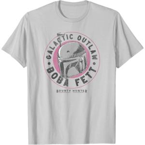 image:imageStar Wars The Book Of Boba Fett Helmet Galactic Outlaw Logo TShirtSilver Grey