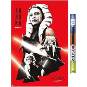 image:imageTrends International Star Wars Ahsoka  Red Wall Poster 34L x 224W Premium Unframed VersionPremium Poster  Clip Bundle