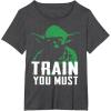 image:imageStar Wars Yoda Train You Must Green Graphic TShirt TShirtDark Heather Grey