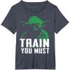 image:imageStar Wars Yoda Train You Must Green Graphic TShirt TShirtHeather Blue