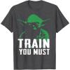 image:imageStar Wars Yoda Train You Must Green Graphic TShirt TShirtDark Heather Grey