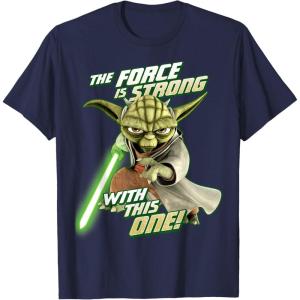 image:imageStar Wars Clone Wars Yoda Force Is Strong Graphic TShirt TShirtNavy Blue