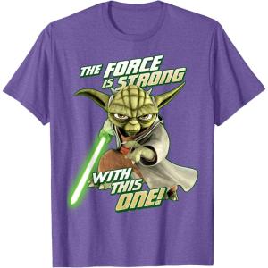 image:imageStar Wars Clone Wars Yoda Force Is Strong Graphic TShirt TShirtPurple Heather